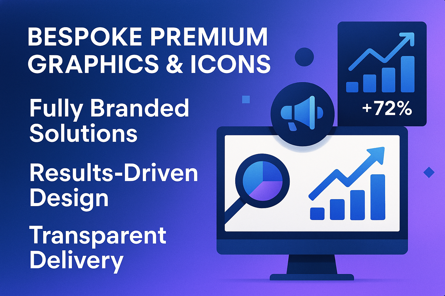 What You Get: Bespoke; premium graphics/icons; fully branded
Why It Works: Designed to drive results with simple, transparent delivery.
Perfect For: Businesses that value performance and clarity.
Includes: Service fulfillment and reporting..

Make eye catching and high converting 