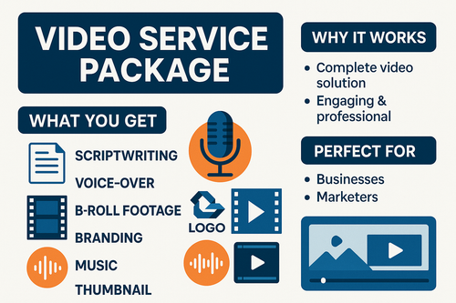 What You Get: Script; VO; B‑roll; branding; music; thumbnail
Why It Works: Designed to drive results with simple, transparent delivery.
Perfect For: Businesses that value performance and clarity.
Includes: Service fulfillment and reporting..

make eye catching and high converting 